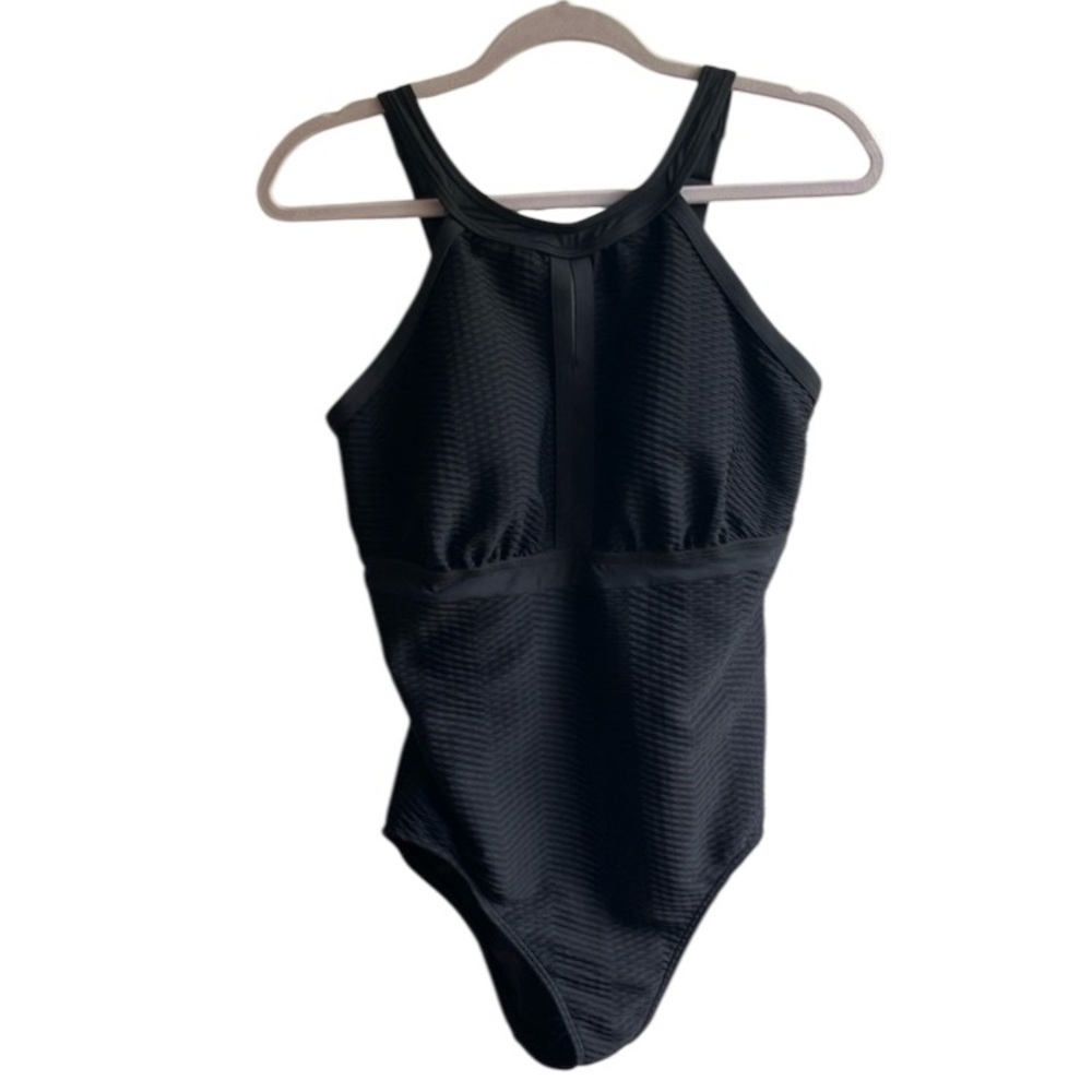 Land’s End Black One Piece Swimsuit Halter High Neck Size 10DDD